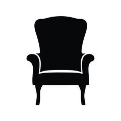 Monochromatic wingback armchair silhouette on a white background offering comfort and style