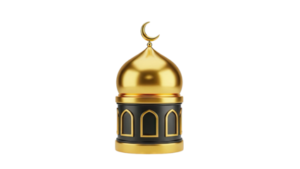 Golden Mosque Dome with Crescent Moon Symbol