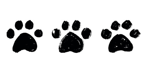 Set of hand drawn cute cat's paw Cat, dog, animal footprint in doodle style Single element for print, web, design, decor, greeting cards, children's prints © Daria Shane