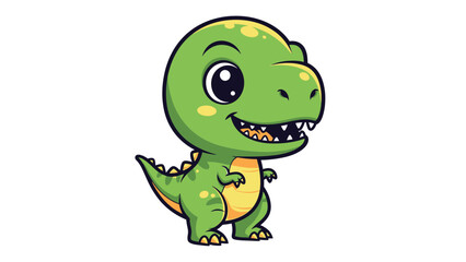 Fototapeta premium Adorable Cartoon Tyrannosaurus Rex Character with Big Eyes and Smile.