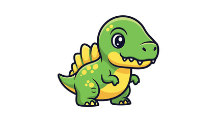 Fototapeta premium Adorable Cartoon Dinosaur Illustration with Spikes and Big Eyes.