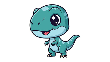 Obraz premium Adorable Cartoon Tyrannosaurus Rex Character with Big Eyes.