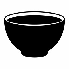 Minimalist silhouette of a deep bowl filled with liquid, a dark design