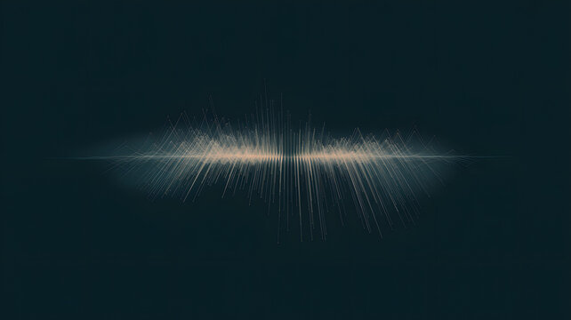 Abstract digital sound wave or data visualization with glowing particles on a dark background, representing technology and audio..png - Powered by Adobe