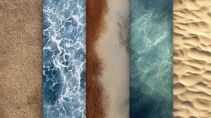 Textured beach and ocean surfaces abstract collage