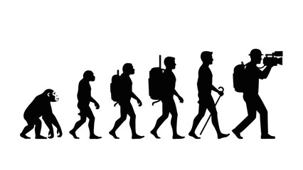 Human Evolution Silhouette Sequence – From Ape to Modern Man Vector Illustration © MST RIPA KHATUN