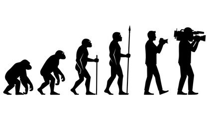 Human Evolution Silhouette Sequence – From Ape to Modern Man Vector Illustration © MST RIPA KHATUN