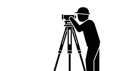 Videographer Silhouette with Camera Tripod &ndash; Filmmaking Cinematography Vector Icon