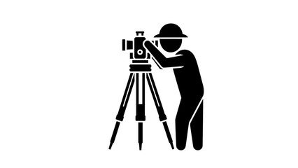 Videographer Silhouette with Camera Tripod &ndash; Filmmaking Cinematography Vector Icon