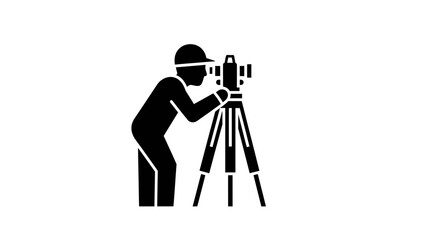 Videographer Silhouette with Camera Tripod &ndash; Filmmaking Cinematography Vector Icon