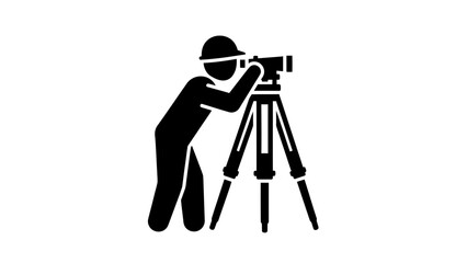 Videographer Silhouette with Camera Tripod &ndash; Filmmaking Cinematography Vector Icon