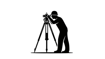Videographer Silhouette with Camera Tripod &ndash; Filmmaking Cinematography Vector Icon