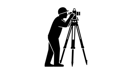 Videographer Silhouette with Camera Tripod &ndash; Filmmaking Cinematography Vector Icon