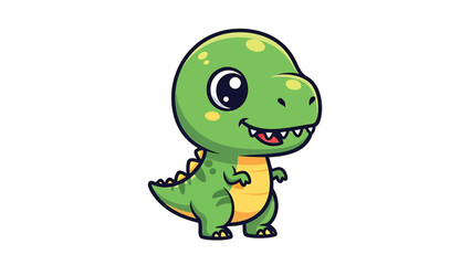 Obraz premium Adorable Cartoon Tyrannosaurus Rex Illustration with Big Eyes and a Friendly Smile.