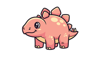 Obraz premium Adorable Cartoon Stegosaurus with Pink Skin and Plates.