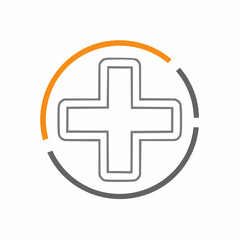 Fototapeta premium Simple vector icon of a medical cross within a circle, representing healthcare, first aid, and medical assistance