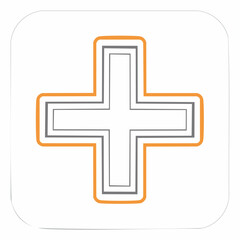 Fototapeta premium Simple plus sign graphic with orange and gray outlines on a white background