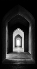 Naklejka premium Black and white arched passageway