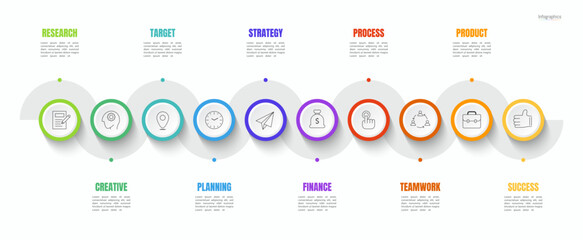 Infographic 10 options design elements for your business data. Vector Illustration.