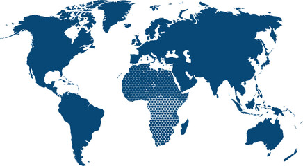 World map with sub saharan africa highlighted in detailed pattern on white background © LailaArtworks