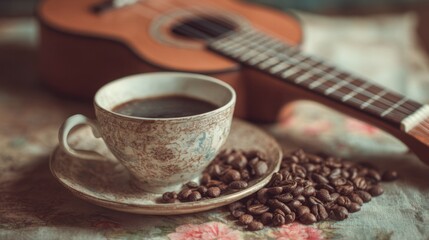 Cozy morning coffee and acoustic music