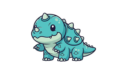 Adorable Cartoon Triceratops with Big Eyes and Spikes.