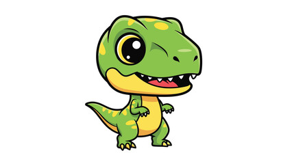 Fototapeta premium Adorable Cartoon Tyrannosaurus Rex with Big Eyes and Spots.