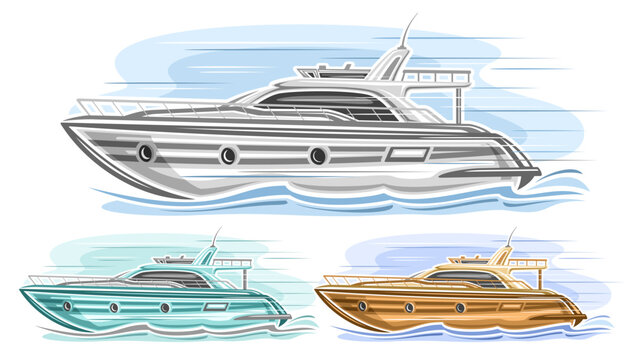 Vector classic Motor Boat set