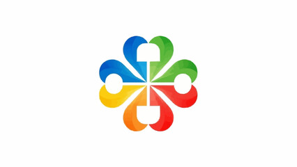 Colorful Abstract Flower Logo Design with Petal Shapes and Gradient Colors.