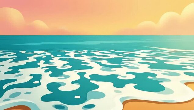 Serene Beach Waves at Sunset - A Tranquil Coastal Scene.