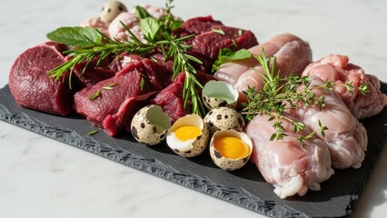 Assortment of high-quality protein and superfoods: Ketogenic ingredients/高品質なタンパク質とスーパーフードの盛り合わせ：ケトジェニック食材