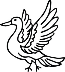 Obraz premium Black and white line drawing of a crane with spread wings symbolizing blessings for Lunar New Year