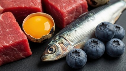 Assortment of high-quality protein and superfoods: Ketogenic ingredients/高品質なタンパク質とスーパーフードの盛り合わせ：ケトジェニック食材