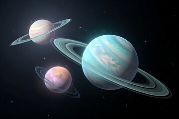 Cosmic Trio of Ringed Giants