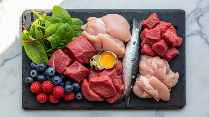 Assortment of high-quality protein and superfoods: Ketogenic ingredients/高品質なタンパク質とスーパーフードの盛り合わせ：ケトジェニック食材