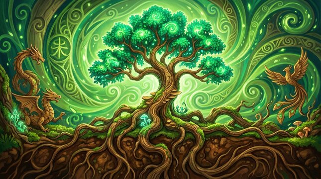 The Wood element from the Feng Shui five elements, a symbol of growth, vitality, new beginnings, family, and health.