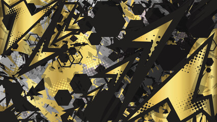 Premium Gold and Black Racing Abstract Vector Background for Sports Wrap and Esports Gaming Design