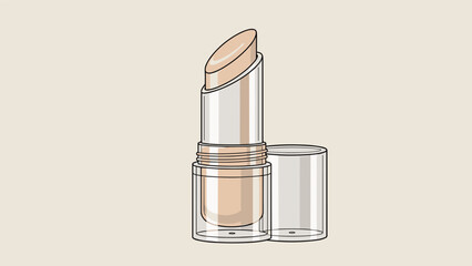 Creamy concealer or lipstick stick in a clear plastic tube for precise application and hiding skin imperfections in beauty routines.