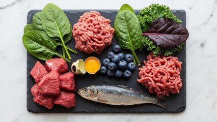 Assortment of high-quality protein and superfoods: Ketogenic ingredients/高品質なタンパク質とスーパーフードの盛り合わせ：ケトジェニック食材