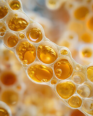 Golden bubbles trapped in honeycomb structure