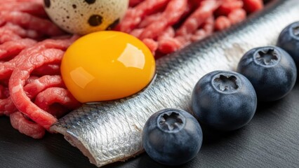 Assortment of high-quality protein and superfoods: Ketogenic ingredients/高品質なタンパク質とスーパーフードの盛り合わせ：ケトジェニック食材