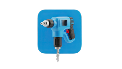 3D Rendering of a Blue Drill with a Drill Bit