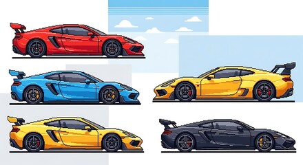 Collection of Luxury Sports Cars in Various Colors.