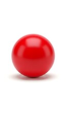 Glossy red sphere rests on a clean white surface casting a subtle shadow