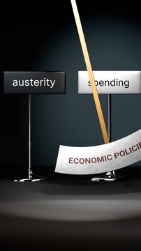 Economic policies cycles between austerity and spending. Visualizing a repeated pattern of economic policies that swings between extremities: austerity and spending.