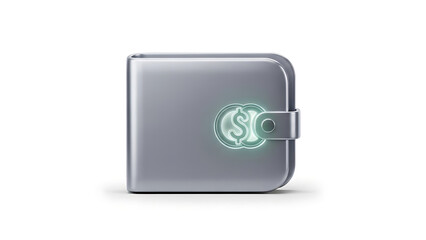 Fototapeta premium closed modern laptop with glowing logo isolated on white background, minimalist technology concept representing digital creativity, remote work, innovation, computing power, and contemporary business 