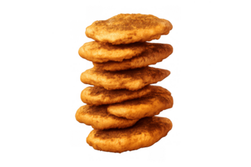 Stack of golden brown fried dough fritters creating a sweet snack, delicious indulgence, and sugary breakfast pastry