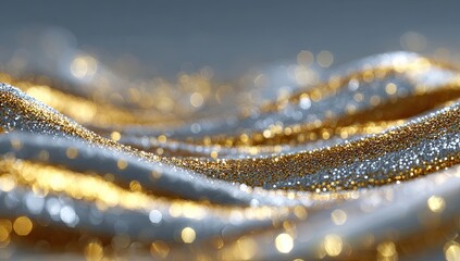 Abstract gold and silver shimmering waves
