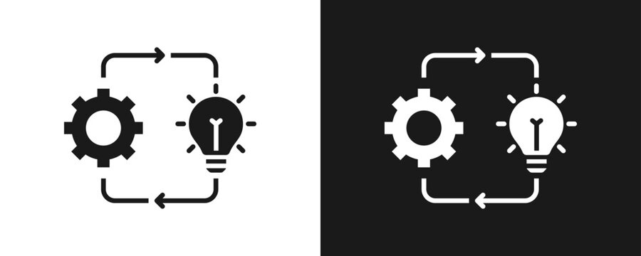 Implement Icon Set Glyph In White And Black Background