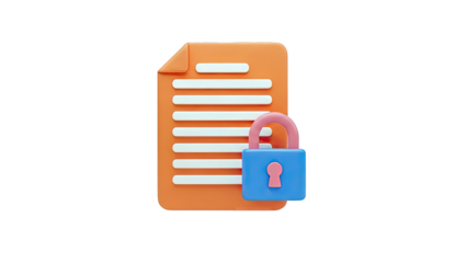 Document Lock Icon 3D Illustration